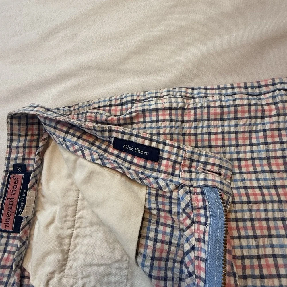 Vineyard Vines Men's Chino Club Short Size 34 Multicolor Plaid Blue Pink‎ White - Picture 4 of 9